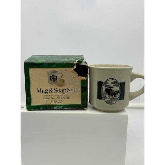Vintage 70s' Horse Carriage Surrey Shaving Mug & Soap Set 2.5OZ - Picture 1 of 4